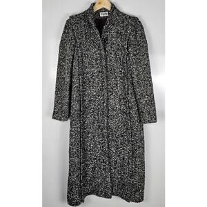 VTG City Life tweed coat grey black size M wool blend funeral neck